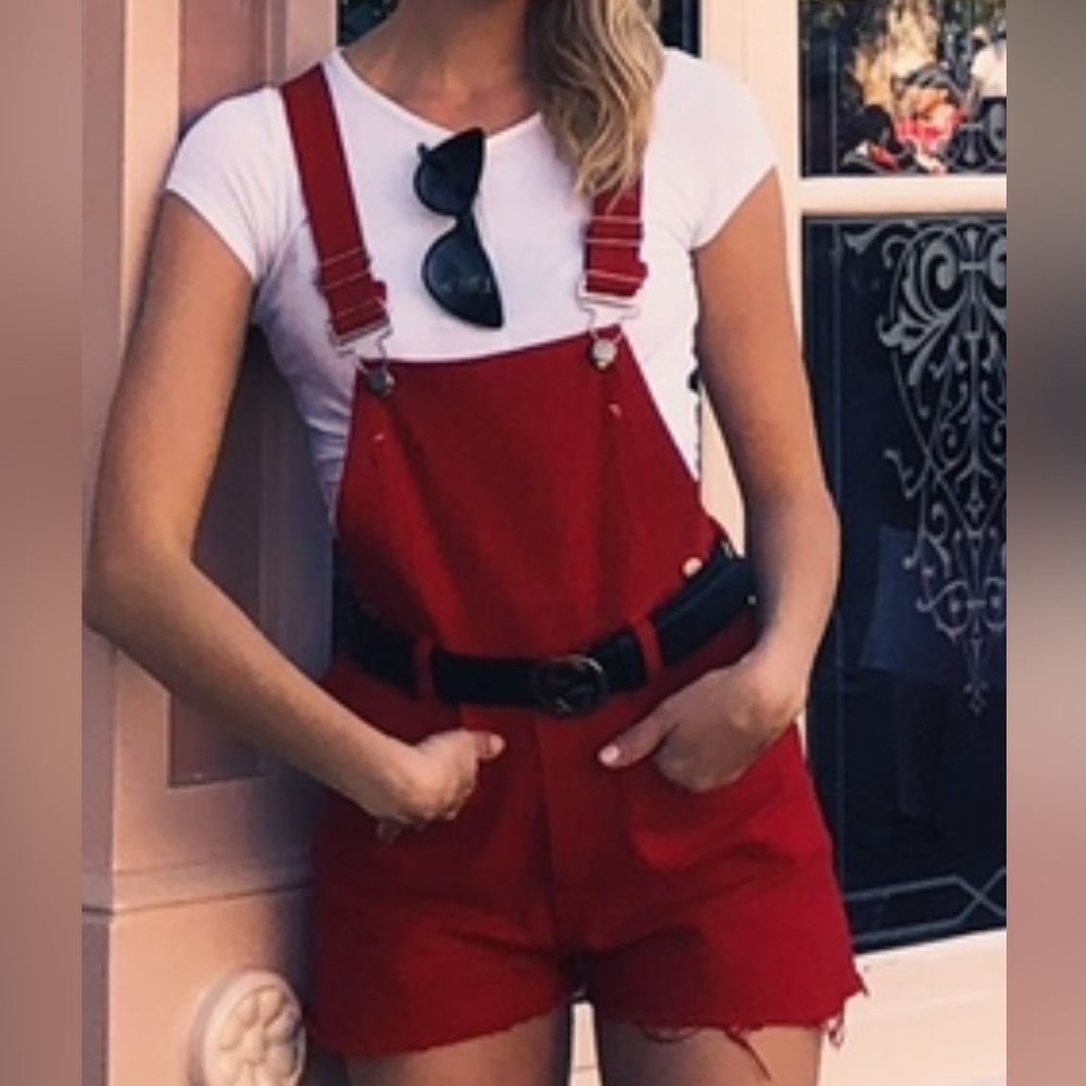Red vintage overalls
